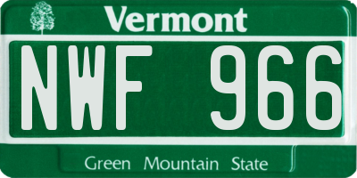 VT license plate NWF966