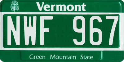 VT license plate NWF967