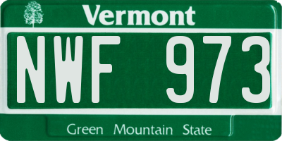 VT license plate NWF973