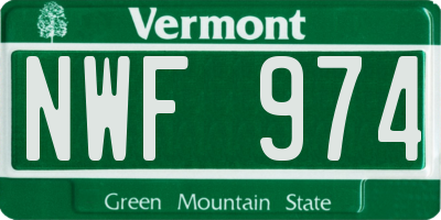 VT license plate NWF974