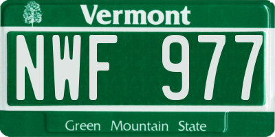 VT license plate NWF977