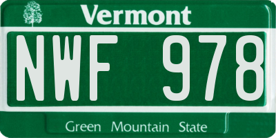 VT license plate NWF978