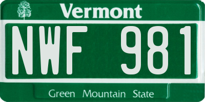 VT license plate NWF981