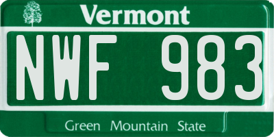 VT license plate NWF983