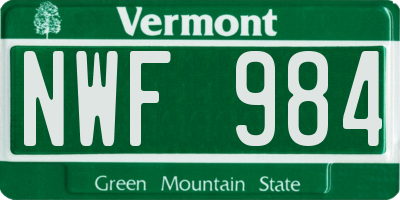 VT license plate NWF984