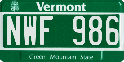 VT license plate NWF986