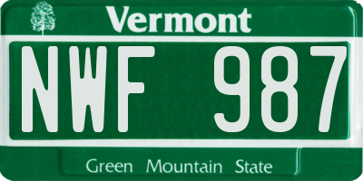 VT license plate NWF987