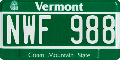 VT license plate NWF988