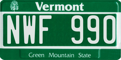 VT license plate NWF990