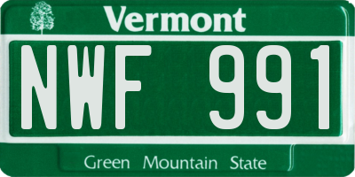 VT license plate NWF991