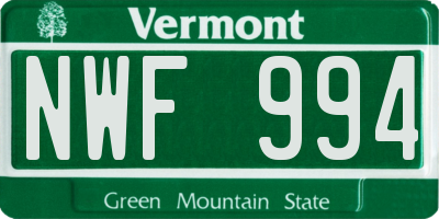 VT license plate NWF994
