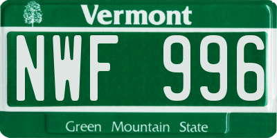 VT license plate NWF996