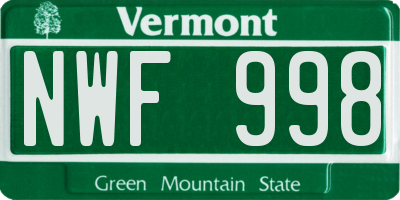 VT license plate NWF998