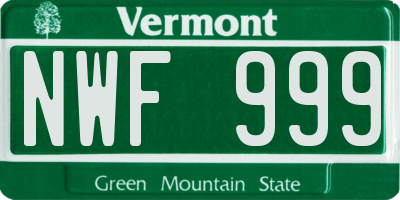VT license plate NWF999