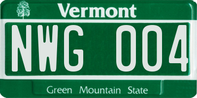 VT license plate NWG004
