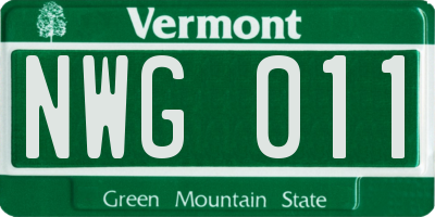 VT license plate NWG011