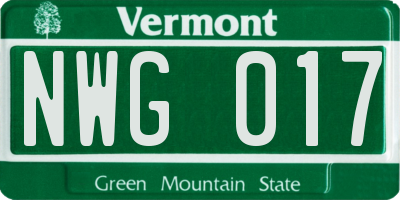 VT license plate NWG017