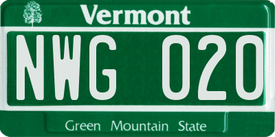 VT license plate NWG020