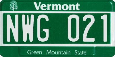 VT license plate NWG021