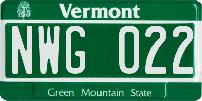 VT license plate NWG022