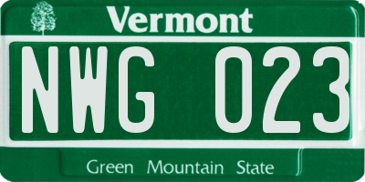 VT license plate NWG023