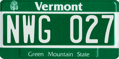 VT license plate NWG027