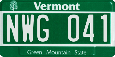 VT license plate NWG041