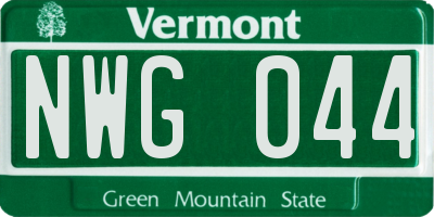 VT license plate NWG044