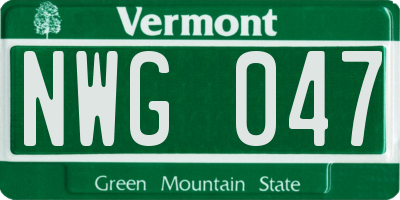 VT license plate NWG047