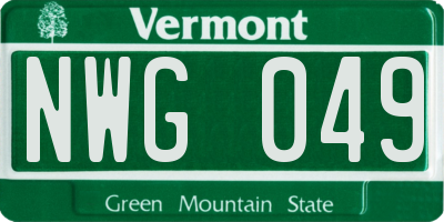 VT license plate NWG049