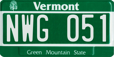 VT license plate NWG051