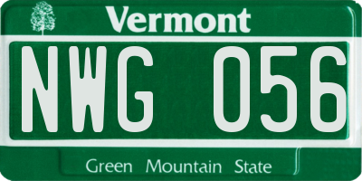 VT license plate NWG056