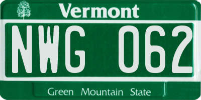 VT license plate NWG062