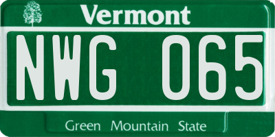 VT license plate NWG065