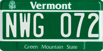 VT license plate NWG072
