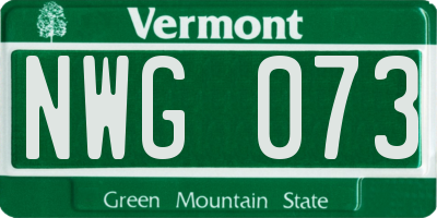 VT license plate NWG073