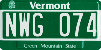 VT license plate NWG074
