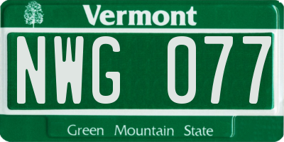 VT license plate NWG077