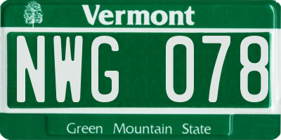 VT license plate NWG078