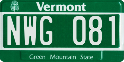 VT license plate NWG081