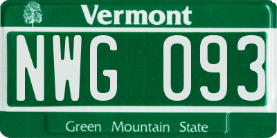 VT license plate NWG093