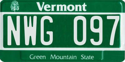 VT license plate NWG097