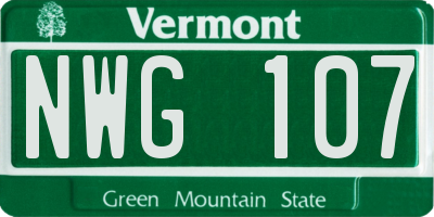 VT license plate NWG107