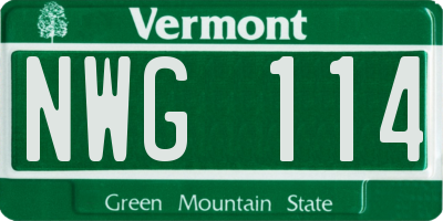 VT license plate NWG114