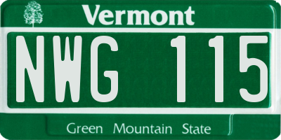 VT license plate NWG115