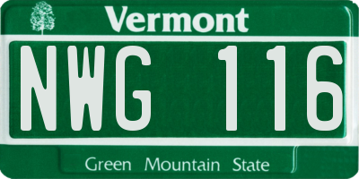 VT license plate NWG116