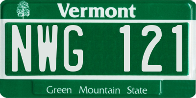 VT license plate NWG121