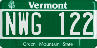 VT license plate NWG122