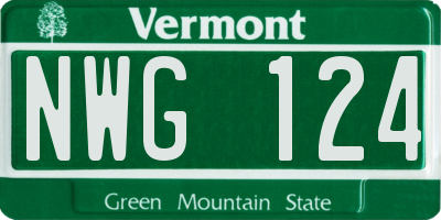 VT license plate NWG124