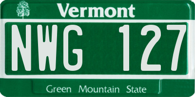 VT license plate NWG127